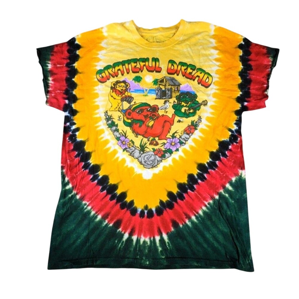 Vintage Y2K Liquid Blue Shirt XL Grateful Dead Dread Rasta Reggae Tie Dye Tee